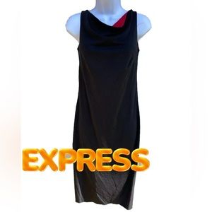 Womens Vintage Express Little Black Dress Sleeveless Cowl Neck Size 5/6